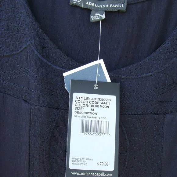 Adrianna Papel M blue embroidered sleeveless top New - Picture 5 of 14